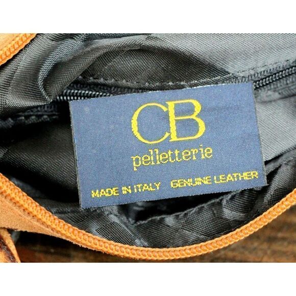 CB Pelletterie BROWN CROCO EMBOSSED GENUINE LEATHER ZIP TOP SMALL HANDBAG PURSE - Picture 9 of 9